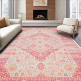 Ultra Soft Area Rug, Non Slip, Stain Resistant, Washable Area Rugs for Living Room, Bedroom, Floral Retro Elegance Blend(Pink)