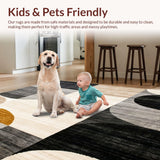 Beige Black Abstract Modern Geometric Circles Area Design(Gray)