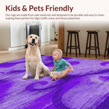 Ultra Soft Area Rug, Non Slip, Stain Resistant, Washable Area Rugs for Living Room, Bedroom, Charming Colorful Ripple Effect(Purple)