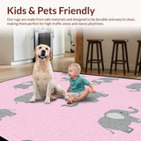 Ultra Soft Area Rug, Non Slip, Stain Resistant, Washable Area Rugs for Living Room, Bedroom, Vibrant Pink Animal Theme Decor(Pink)