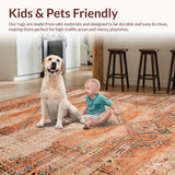 Ultra Soft Area Rug, Non Slip, Stain Resistant, Washable Area Rugs for Living Room, Bedroom, Elegant Ethnic Patterned Charm(Orange)
