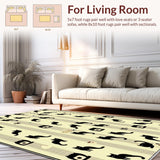Ultra Soft Area Rug, Non Slip, Stain Resistant, Washable Area Rugs for Living Room, Bedroom, Striking Monochrome Feline Art(Beige)