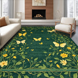 Ultra Soft Area Rug, Non Slip, Stain Resistant, Washable Area Rugs for Living Room, Bedroom, Artistic Dark Green Nature Print(Green)