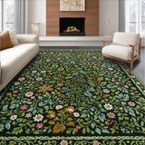 Ultra Soft Area Rug, Non Slip, Stain Resistant, Washable Area Rugs for Living Room, Bedroom, Floral Soft Dining Room Washable Area Rug(Black)