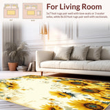 Ultra Soft Area Rug, Non Slip, Stain Resistant, Washable Area Rugs for Living Room, Bedroom, Artistic Sunflower Door Mat in Half Circle Shape for Welcoming Spaces(Yellow)