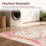 Ultra Soft Area Rug, Non Slip, Stain Resistant, Washable Area Rugs for Living Room, Bedroom, Whimsical Creamy Blossom Pattern(Pink)