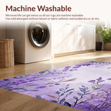 Ultra Soft Area Rug, Non Slip, Stain Resistant, Washable Area Rugs for Living Room, Bedroom, Eclectic Boho Leafy Patterns(Purple)