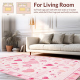 Ultra Soft Area Rug, Non Slip, Stain Resistant, Washable Area Rugs for Living Room, Bedroom, Whimsical Soft Textured Accent(Pink)