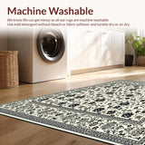 Ultra Soft Area Rug, Non Slip, Stain Resistant, Washable Area Rugs for Living Room, Bedroom, Trendy Area with Bold Black Floral Design and Subtle Beige Hues(Beige)