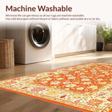 Ultra Soft Area Rug, Non Slip, Stain Resistant, Washable Area Rugs for Living Room, Bedroom, Whimsical Yellow Flower Aesthetic(Orange)