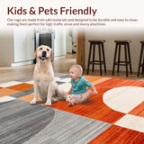Ultra Soft Area Rug, Non Slip, Stain Resistant, Washable Area Rugs for Living Room, Bedroom, Vibrant Modern Artful Display(Orange)