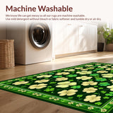 Ultra Soft Area Rug, Non Slip, Stain Resistant, Washable Area Rugs for Living Room, Bedroom, Elegant Seasonal Leaf Pattern(Green)