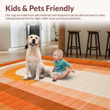 Ultra Soft Area Rug, Non Slip, Stain Resistant, Washable Area Rugs for Living Room, Bedroom, Cozy Twisted Rainbow Design(Brown)