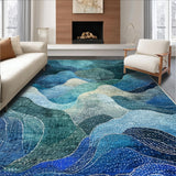 Ultra Soft Area Rug, Non Slip, Stain Resistant, Washable Area Rugs for Living Room, Bedroom, Nautical 3D Octopus Adventure Rug Runner Artistic Whale Trap Illusion(Blue)