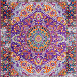 Ultra Soft Area Rug, Non Slip, Stain Resistant, Washable Area Rugs for Living Room, Bedroom, Artistic Retro Tiled Aesthetic(Purple)