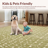Ultra Soft Area Rug, Non Slip, Stain Resistant, Washable Area Rugs for Living Room, Bedroom, Entryway Low Pile in Beige and Green Hues(Green)