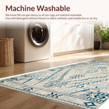 Ultra Soft Area Rug, Non Slip, Stain Resistant, Washable Area Rugs for Living Room, Bedroom, Chic Rustic Diamond Motif(Blue)