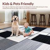 Ultra Soft Area Rug, Non Slip, Stain Resistant, Washable Area Rugs for Living Room, Bedroom, Vibrant Abstract Geometric Elements(Gray)