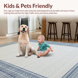 Ultra Soft Area Rug, Non Slip, Stain Resistant, Washable Area Rugs for Living Room, Bedroom, Vibrant Playful Lattice Composition(Ivory)