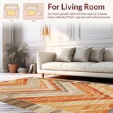 Ultra Soft Area Rug, Non Slip, Stain Resistant, Washable Area Rugs for Living Room, Bedroom, Elegant Modern Abstract Pattern(Orange)