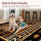 Ultra Soft Area Rug, Non Slip, Stain Resistant, Washable Area Rugs for Living Room, Bedroom, Modern Tribal Design with Rustic Flair(Brown)