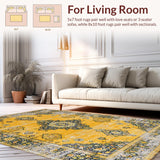 Ultra Soft Area Rug, Non Slip, Stain Resistant, Washable Area Rugs for Living Room, Bedroom, Timeless Classic Lattice Design(Yellow)