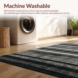 Ultra Soft Area Rug, Non Slip, Stain Resistant, Washable Area Rugs for Living Room, Bedroom, KaHouen Bold Stripe Pattern Rug Accent Carpet for Porch and Patio(Black)