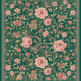 Ultra Soft Area Rug, Non Slip, Stain Resistant, Washable Area Rugs for Living Room, Bedroom, Classic Vintage Floral Composition(Green)