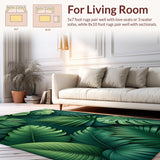 Ultra Soft Area Rug, Non Slip, Stain Resistant, Washable Area Rugs for Living Room, Bedroom, Charming Tropical Leaf Aesthetic(Green)