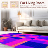 Ultra Soft Area Rug, Non Slip, Stain Resistant, Washable Area Rugs for Living Room, Bedroom, Playful Multicolored Tiled Design(Purple)