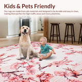 Ultra Soft Area Rug, Non Slip, Stain Resistant, Washable Area Rugs for Living Room, Bedroom, Contemporary Pink Petal Arrangement(Pink)
