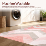 Ultra Soft Area Rug, Non Slip, Stain Resistant, Washable Area Rugs for Living Room, Bedroom, Serene Elegant Neutral Tones Design(Pink)