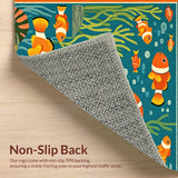 Ultra Soft Area Rug, Non Slip, Stain Resistant, Washable Area Rugs for Living Room, Bedroom, Lively Colorful Cartoon Pattern(Orange)