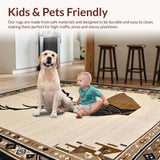 Ultra Soft Area Rug, Non Slip, Stain Resistant, Washable Area Rugs for Living Room, Bedroom, Glamorous Multicolored Animal Motif(Beige)