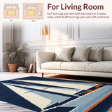 Ultra Soft Area Rug, Non Slip, Stain Resistant, Washable Area Rugs for Living Room, Bedroom, Rustic Ocean-Inspired Pattern(Blue)