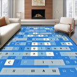 Ultra Soft Area Rug, Non Slip, Stain Resistant, Washable Area Rugs for Living Room, Bedroom, Whimsical Lettering Geometric Style(Blue)