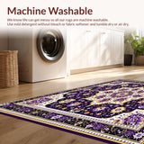 Ultra Soft Area Rug, Non Slip, Stain Resistant, Washable Area Rugs for Living Room, Bedroom, Intricate Floral Design Area with Elegant(Purple)