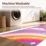 Ultra Soft Area Rug, Non Slip, Stain Resistant, Washable Area Rugs for Living Room, Bedroom, Vibrant Kawaii Rainbow Fantasy(Purple)