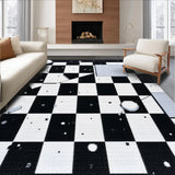 Ultra Soft Area Rug, Non Slip, Stain Resistant, Washable Area Rugs for Living Room, Bedroom, Soft Washable Kids Room Geometric Rug(Black)