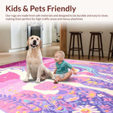 Ultra Soft Area Rug, Non Slip, Stain Resistant, Washable Area Rugs for Living Room, Bedroom, Pastel Rainbow Shag Rug for Kids Playroom(Yellow)