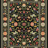 Ultra Soft Area Rug, Non Slip, Stain Resistant, Washable Area Rugs for Living Room, Bedroom, Elegant Earthy Floral Composition(Black)