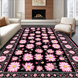 Ultra Soft Area Rug, Non Slip, Stain Resistant, Washable Area Rugs for Living Room, Bedroom, Artistic Criss-Cross Floral Layout(Pink)