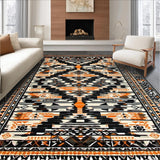 Ultra Soft Area Rug, Non Slip, Stain Resistant, Washable Area Rugs for Living Room, Bedroom, Contemporary Abstract Linear Aesthetics(Black)