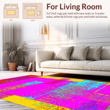 Ultra Soft Area Rug, Non Slip, Stain Resistant, Washable Area Rugs for Living Room, Bedroom, Whimsical Abstract Circular Motifs(Pink)