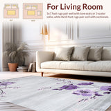 Ultra Soft Area Rug, Non Slip, Stain Resistant, Washable Area Rugs for Living Room, Bedroom, Vibrant Botanical Artistic Touch(Gray)
