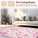 Ultra Soft Area Rug, Non Slip, Stain Resistant, Washable Area Rugs for Living Room, Bedroom, Vibrant Rounded Fuzzy Decor Essence(Pink)