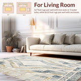 Ultra Soft Area Rug, Non Slip, Stain Resistant, Washable Area Rugs for Living Room, Bedroom, Neutral Geometric Area with Captivating Ivory Beige Design(Gray)