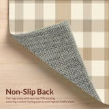 Ultra Soft Area Rug, Non Slip, Stain Resistant, Washable Area Rugs for Living Room, Bedroom, Elegant Beige and Sand Toned Checkered with Layered Plaid Stripes(Beige)