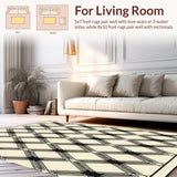 Ultra Soft Area Rug, Non Slip, Stain Resistant, Washable Area Rugs for Living Room, Bedroom, Interwoven Lattice in Neutral Tones(Beige)