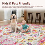 Ultra Soft Area Rug, Non Slip, Stain Resistant, Washable Area Rugs for Living Room, Bedroom, Soft Yellow Petal Accents(White)